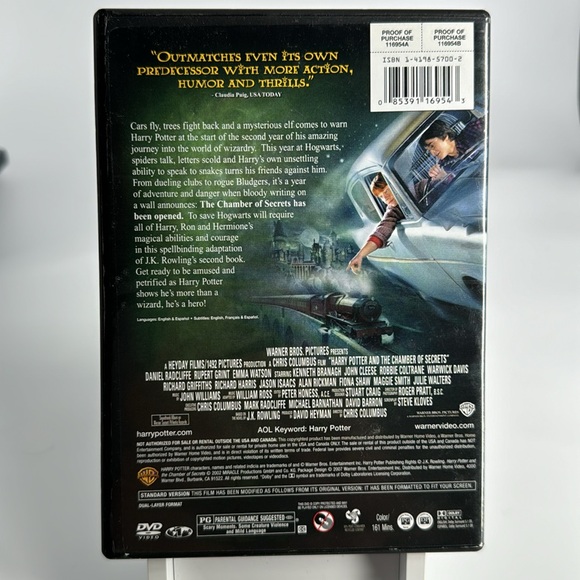 Harry Potter And The Chamber Of Secrets. Full Screen DVD. - Picture 3 of 4